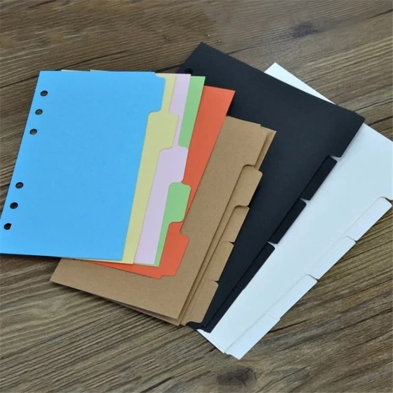 Pages de séparation d'index de classeur 5 pièces/ensemble, pour carnet de notes à feuilles mobiles, onglets d'index pour Scrapbook, planificateur, Page d'indexation, signet A5 A6