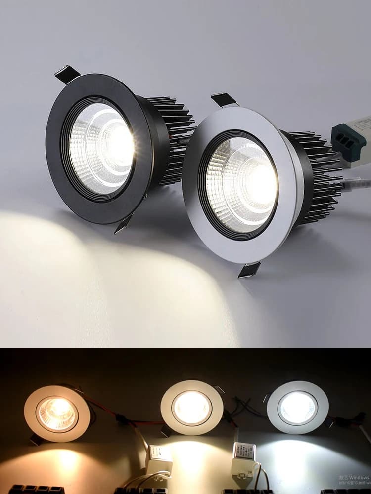 Spot LED COB encastré, trou de découpe 70mm 90mm, taille moyenne, pour plafond domestique, 20 mètres carrés, recommandé 10-15 pièces