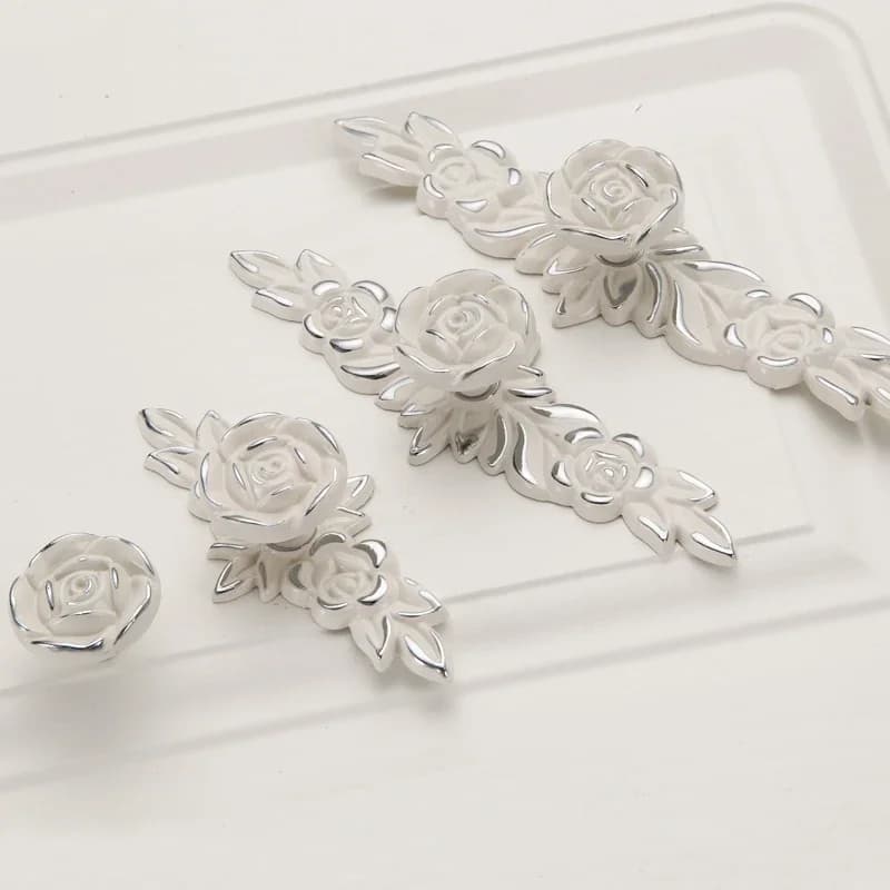 Bouton de meuble de style européen rose ivoire, 1 pièce, moderne et simple, poignées de porte de garde-robe, quincaillerie de meubles