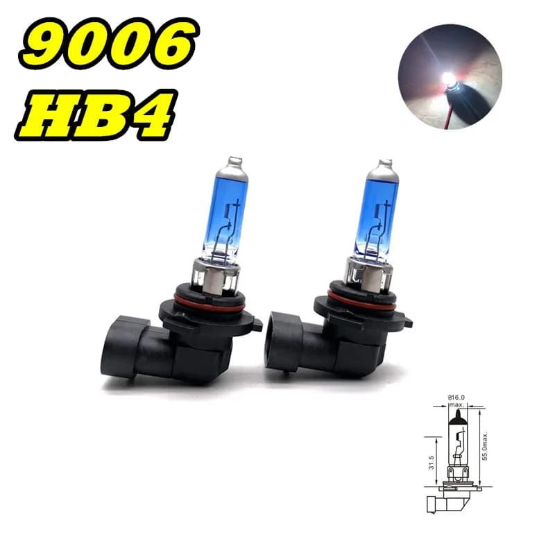 2 pièces 9006 HB4 lumières trempées lampe frontale 12V 55W ampoule halogène Super blanche 5800K haute puissance P22d 100W lumière de voiture