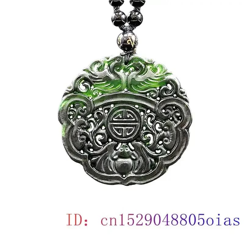 Collier pendentif canard mandarin en jade noir et vert, cadeaux chinois, bijoux en pierre naturelle, amulette de mode