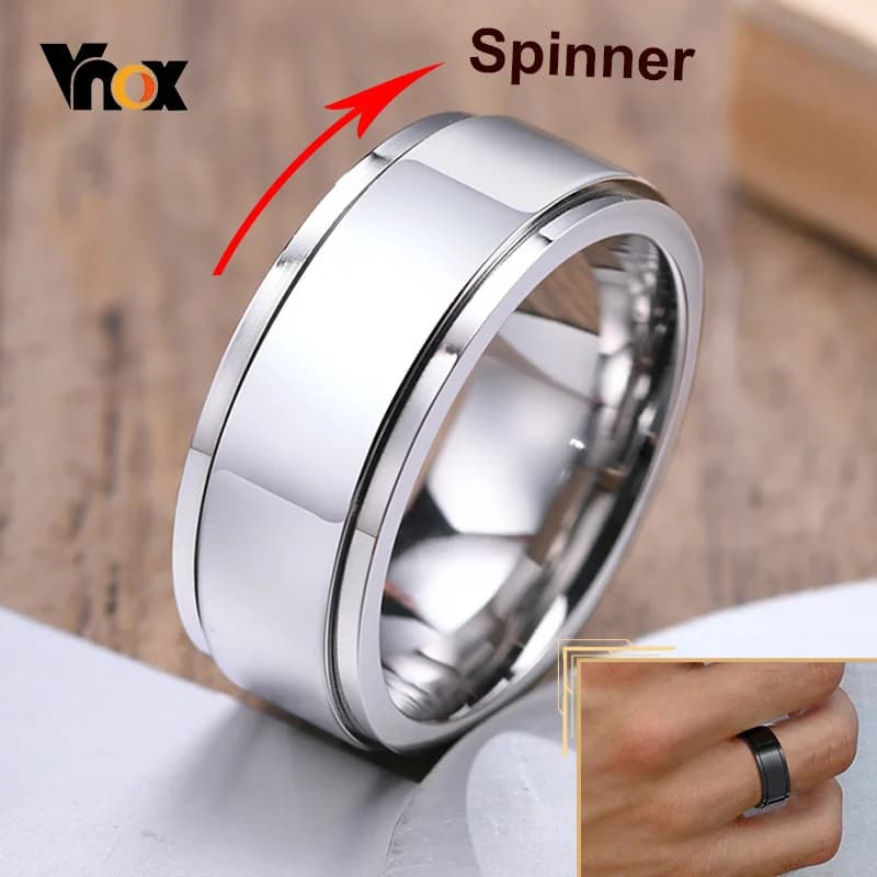 Vnox-Bague rotative Spinner pour hommes et femmes, alliance brillante solide 256, bague fraternelle classique, simple et décontractée, 6mm, 8mm