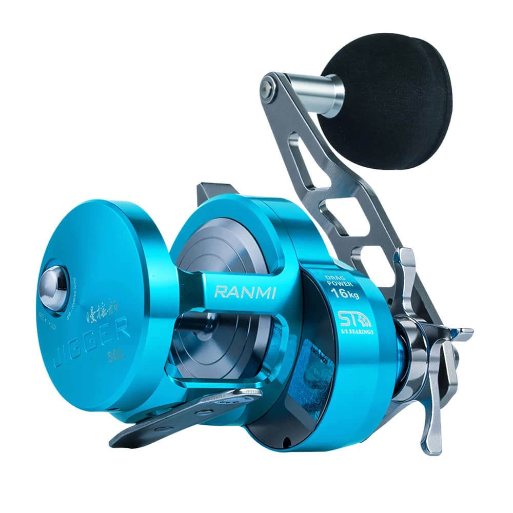 Moulinet de pêche RANMI JIGGER A500, tambour à roue lente, moulinet de jigging lent, frein max 16 kg, rapport de transmission 5.1:1, 8+1BB
