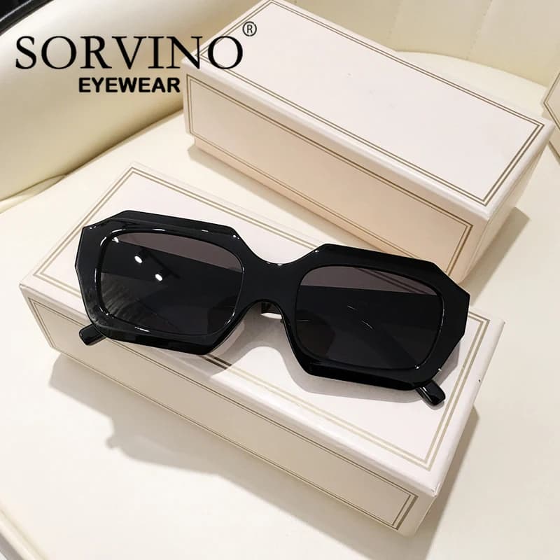 SORVINO-Petites lunettes de soleil rectangulaires polygonales pour femmes et hommes, lunettes de soleil carrées, nuances blanches classiques, créateur de marque rétro, UV400, mode