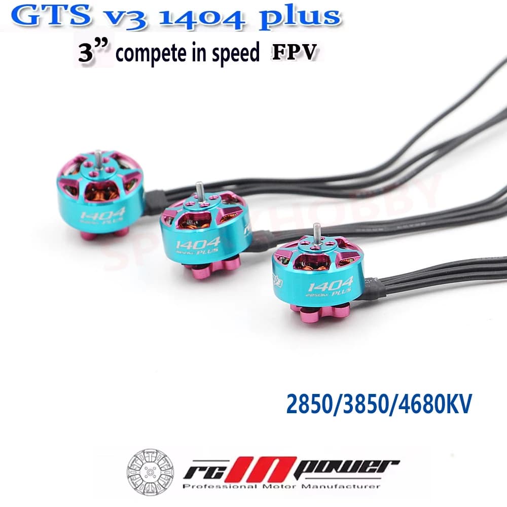 RCINPOWER-Moteur Lipo Brushless pour Drone, SmooX, GTS, V3, 1404 Plus, 2850KV, 3850KV, 4680KV, 3-6S, 3-4 "FPV RC Quadcopter