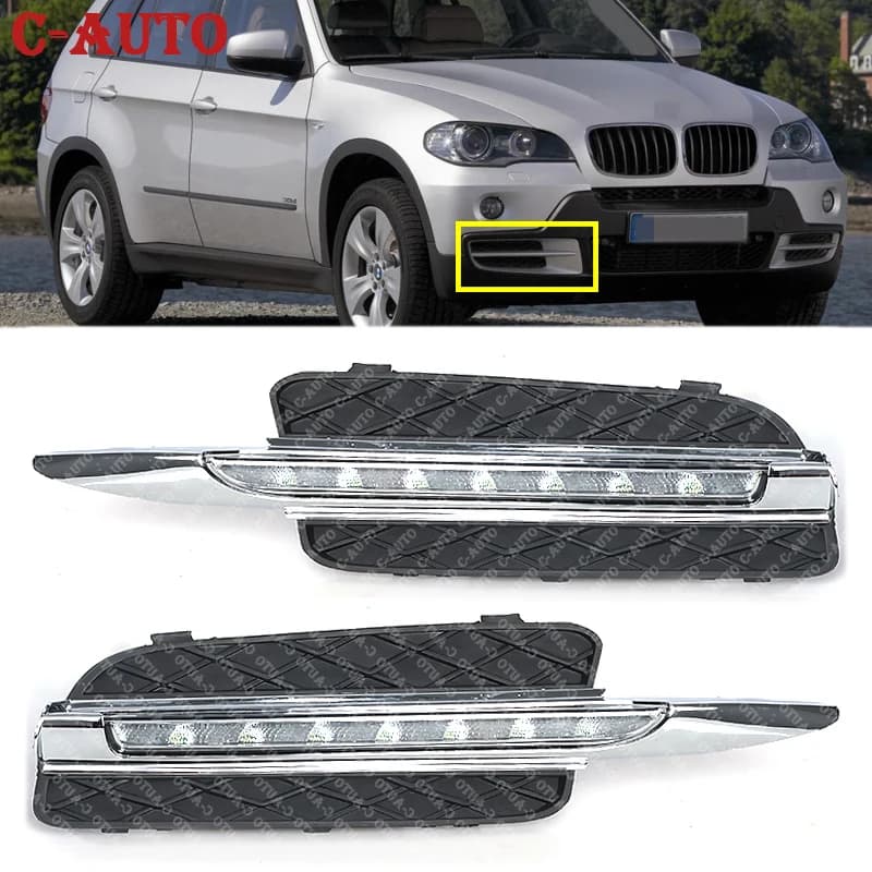 Couvercle de phare antibrouillard DRL pour pare-chocs avant à LED de voiture, feux diurnes pour BMW X5, E70, 2007, 2008, 2009, 2010, style de voiture
