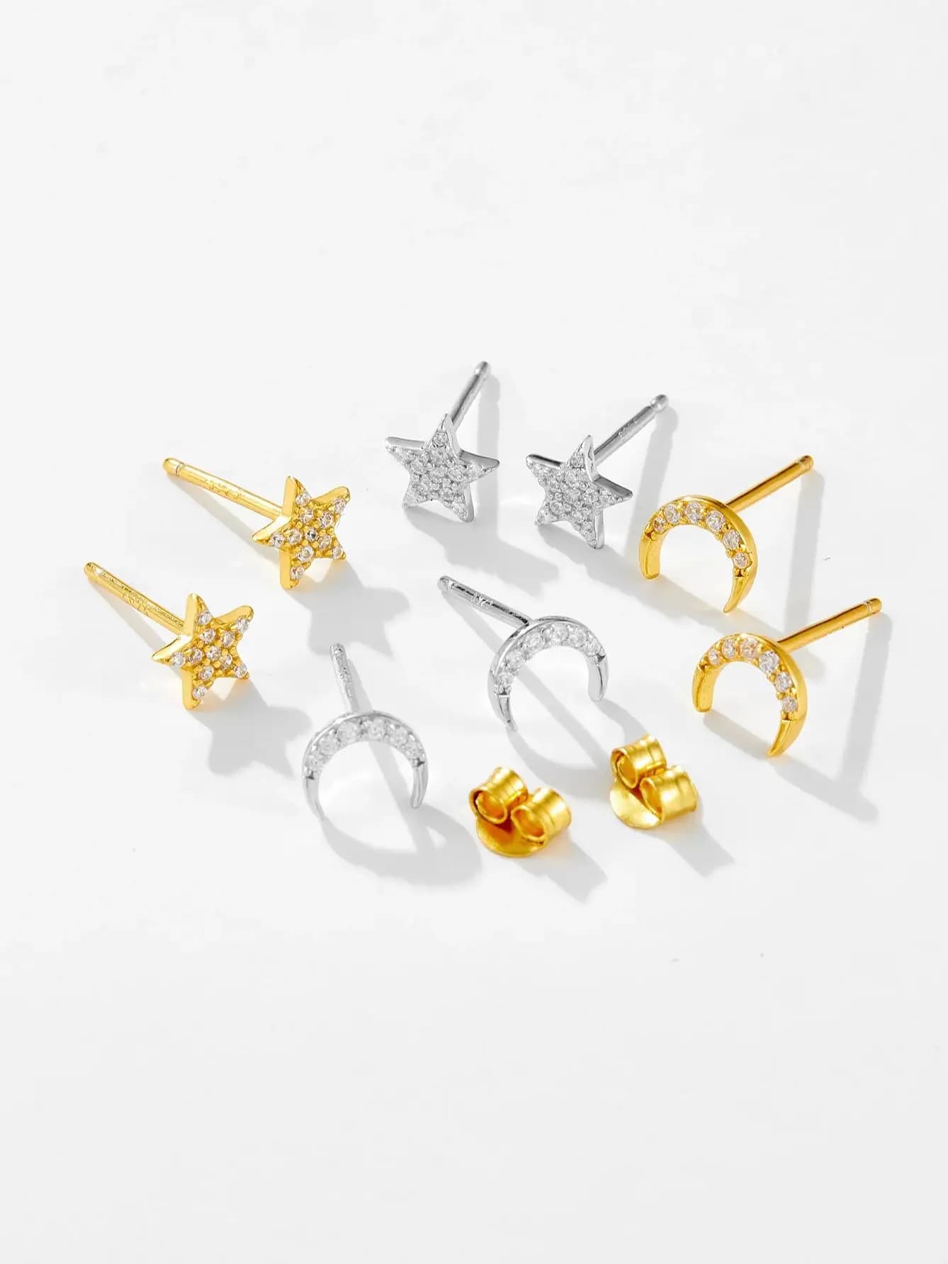 ANDYWEN 925 en argent Sterling minuscule Zircon CZ étoile lune boucle d'oreille Piercing Mini luxe cristal bijoux fins accessoires de mariage