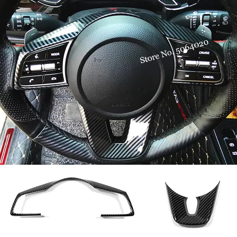 Pour KIA Ceed Forte K3 Seltos XCeed Sonet ProCeed, autocollant décoratif pour bouton de volant de voiture en fibre de carbone ABS, 2 pièces