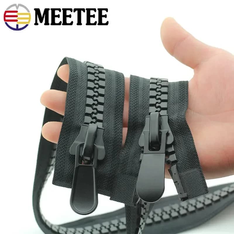 Meetee 20 # Fermeture éclair en résine Extra Large, Double et simple curseur, fermetures éclair à extrémité ouverte pour coudre une doudoune, tente, manteau, accessoires de vêtement