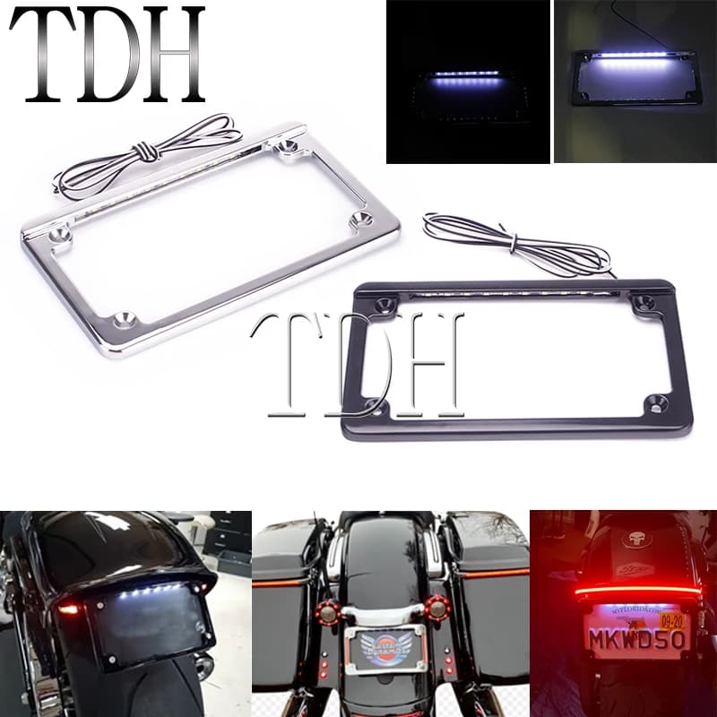 Cadre de plaque de planificateur à LED avec lumière, couvercle de plaque d'immatriculation, planificateur standard, Harley, Touring, Road King, Street Bob, 7-3/16 "x 4-1/4"