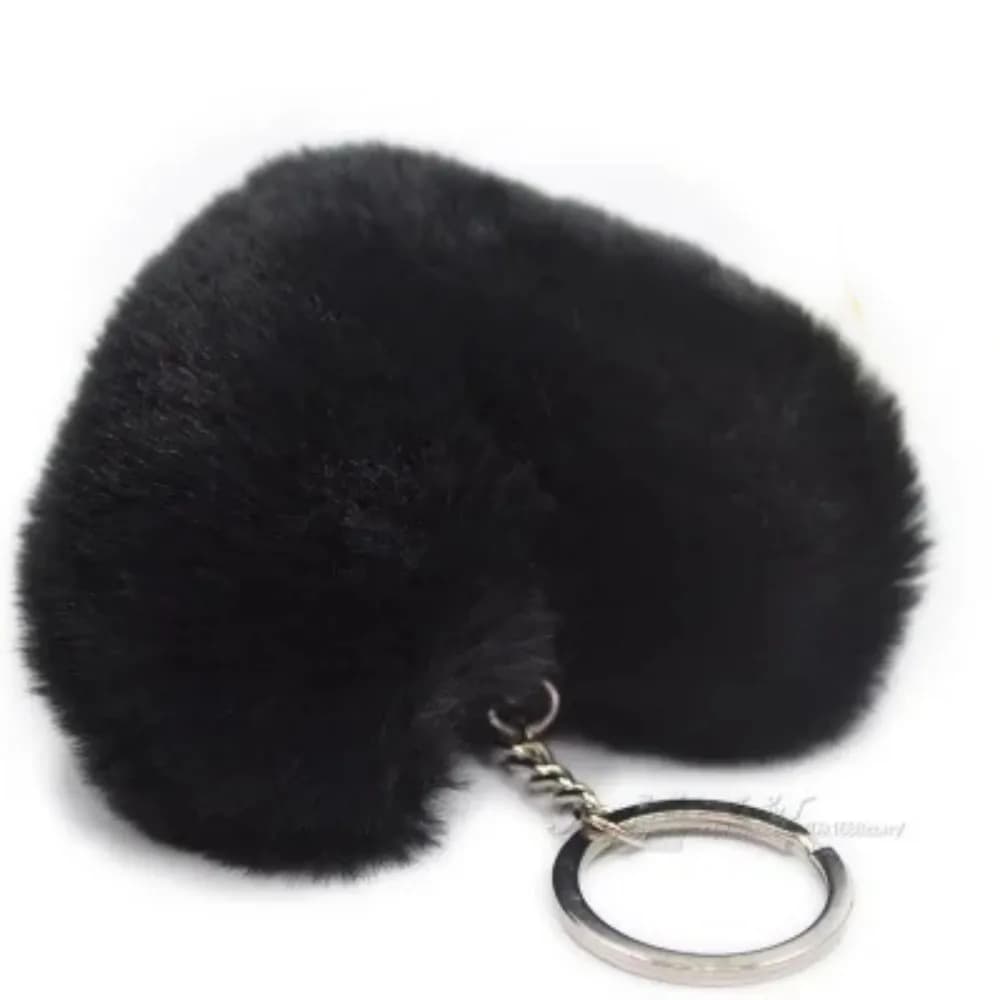 Porte-clés pompon moelleux pour femme, forme de cœur doux, fausse clé de lapin JOBall, accessoires de sac de voiture, porte-clés, cadeaux