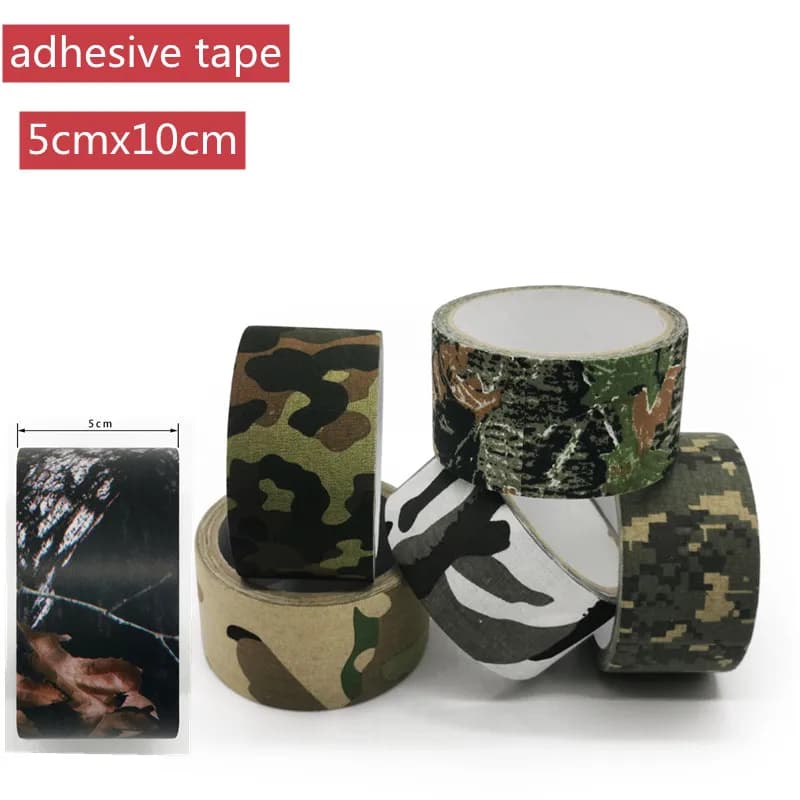 Ruban de camouflage extérieur 5M, adhésif imperméable pour la chasse, bande de camouflage militaire, 0,05m x 5m / 2 pouces x 196 pouces