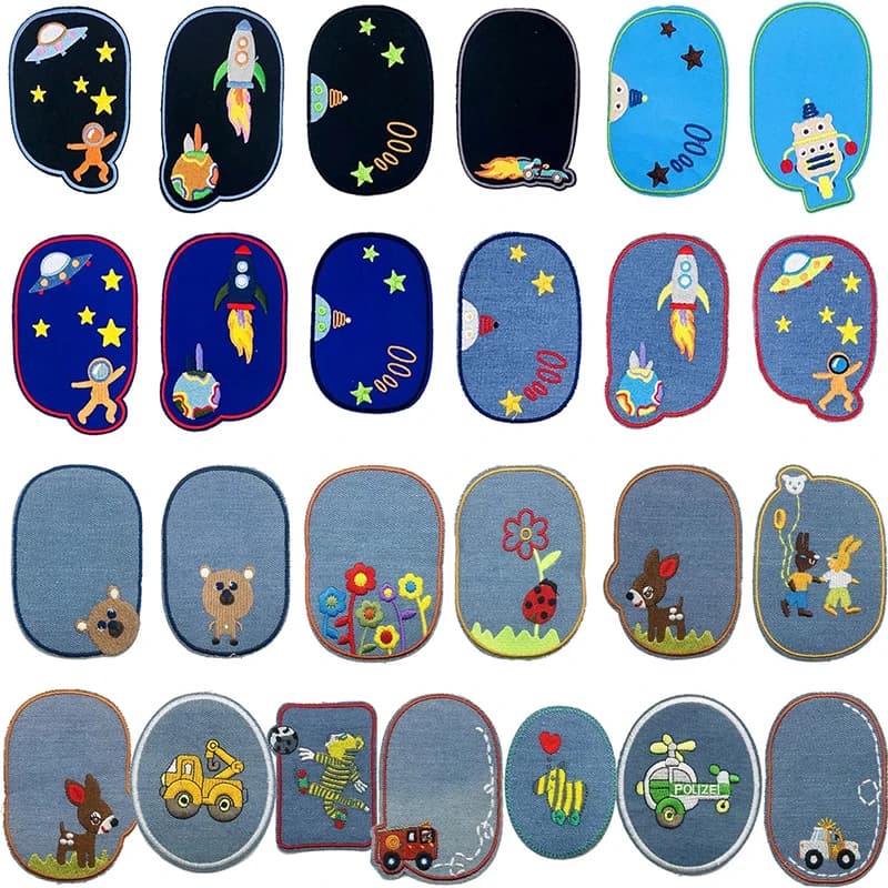 1-25 pièces Patchs thermocollants pour couture et réparation, pour coudes et genoux, pour vêtements, DIY, autocollants à rayures pour jeans, badges brodés, vêtements pour enfants