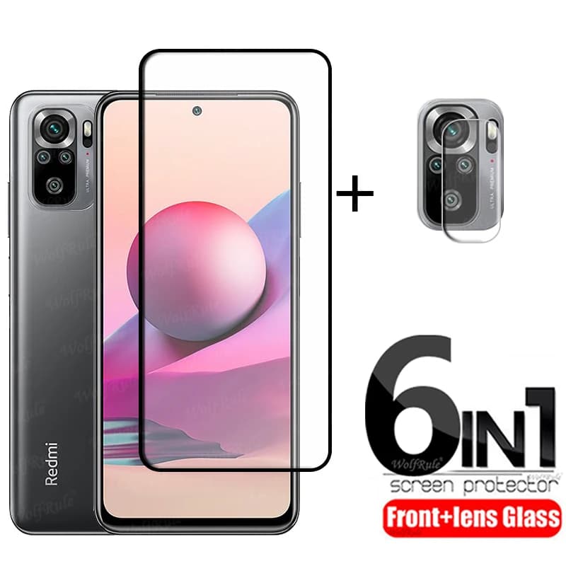 Protecteur d'Écran à Couverture Complète en Verre pour Xiaomi Redmi Note 10 S, 11, 12, 10 Pro Plus, 6 en 1
