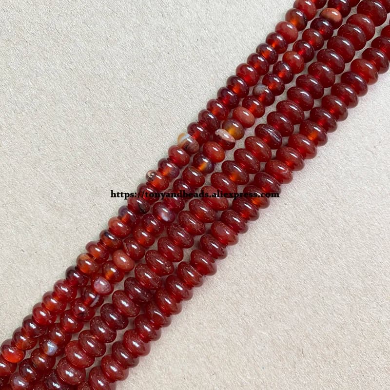 Pierre naturelle lisse Rondelle Agate rouge 7 "perles en vrac 4X6 5X8mm taille au choix pour la fabrication de bijoux bricolage