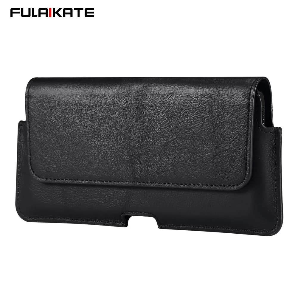 FULAIKATE 5.5-7.2 "sac de téléphone universel en cuir véritable pochette de ceinture pour hommes poche d'affaires étui de téléphone Portable Portable