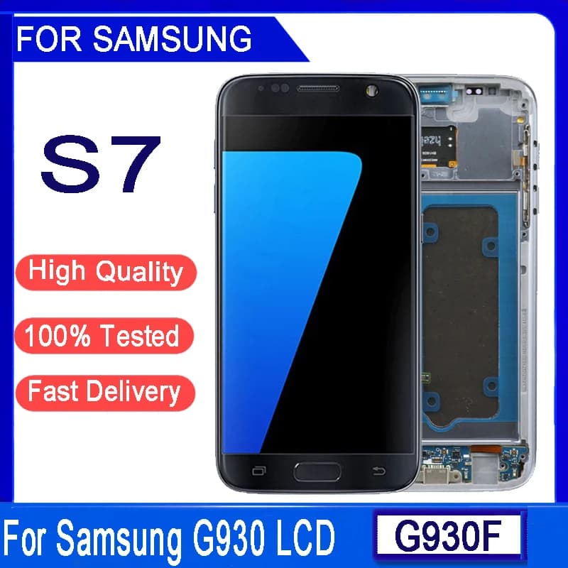 5.1 "SUPER AMOLED LCD pour Samsung S7 G930 SM-G930F LCD écran tactile numériseur avec cadre pour Samsung S7 LCD remplacement