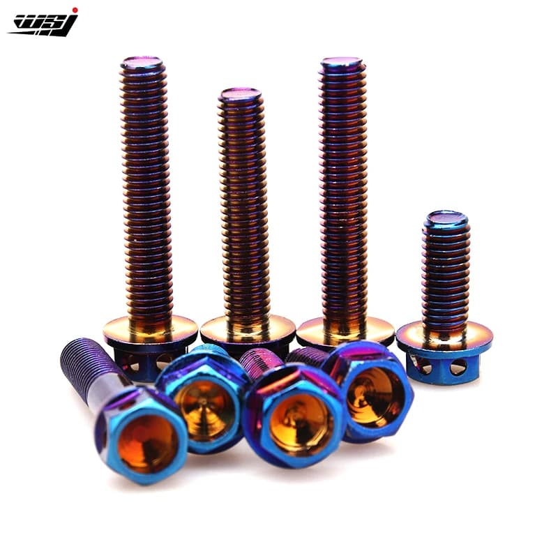 Boulons de frein à disque de moto M6 M8, 10 pièces, vis à tête hexagonale de couleur bleue brûlée, fixation de moteur