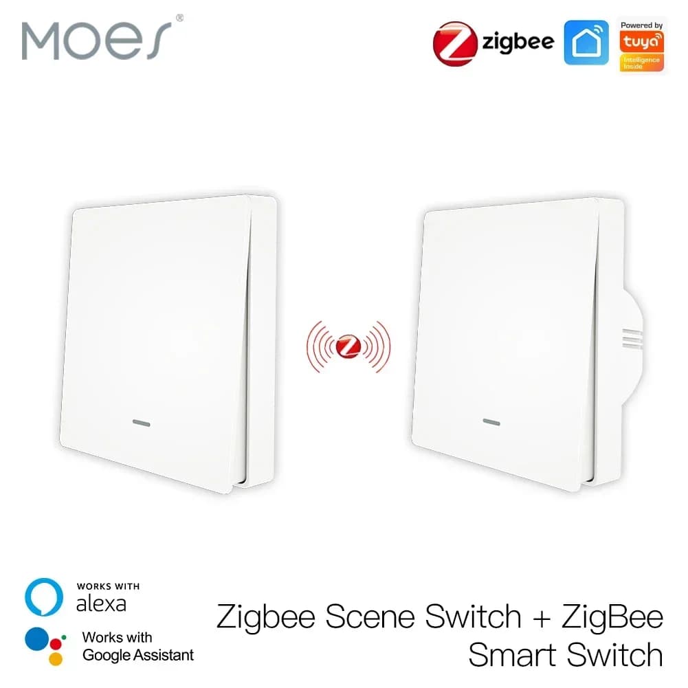 MOES Tuya ZigBee interrupteur d'éclairage avec Kit émetteur aucun fil neutre aucun condensateur requis fonctionne avec Alexa Google Home Smart Life