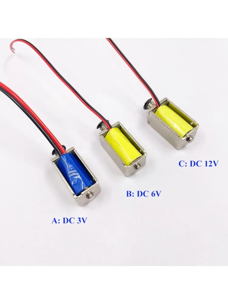 Mini bloc solénoïde électromagnétique DC 3V/ 5V/ 12V, solénoïde à travers le cadre push-pull, course de 4mm