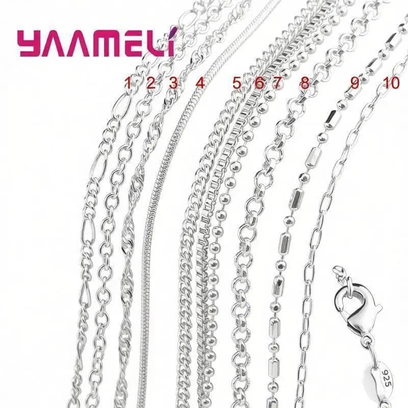 Grande Promotion 100% authentique 925 chaîne en argent Sterling collier avec fermoirs de homard fit hommes femmes pendentif 10 conceptions 16-30 pouces