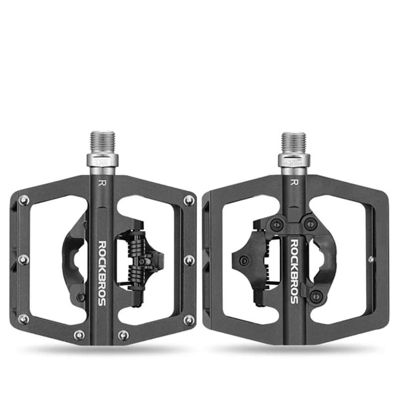 ROCKBROS-Pédales de vélo autobloquantes éventuelles D, pédales de course de vélo, pédales de verrouillage en aluminium blanchissant, roulement scellé, pédale de vélo VTT éventuelles D