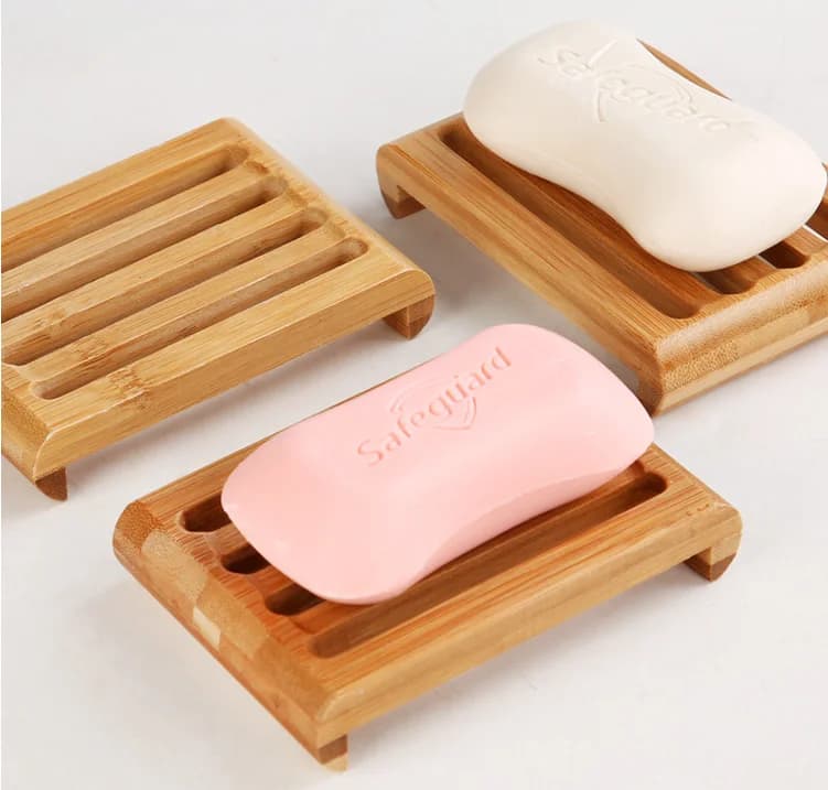 Porte-savon en bambou naturel, porte-plateau, porte-savon de salle de bain, récipient de boîte d'assiettes, 50 pièces par Lot