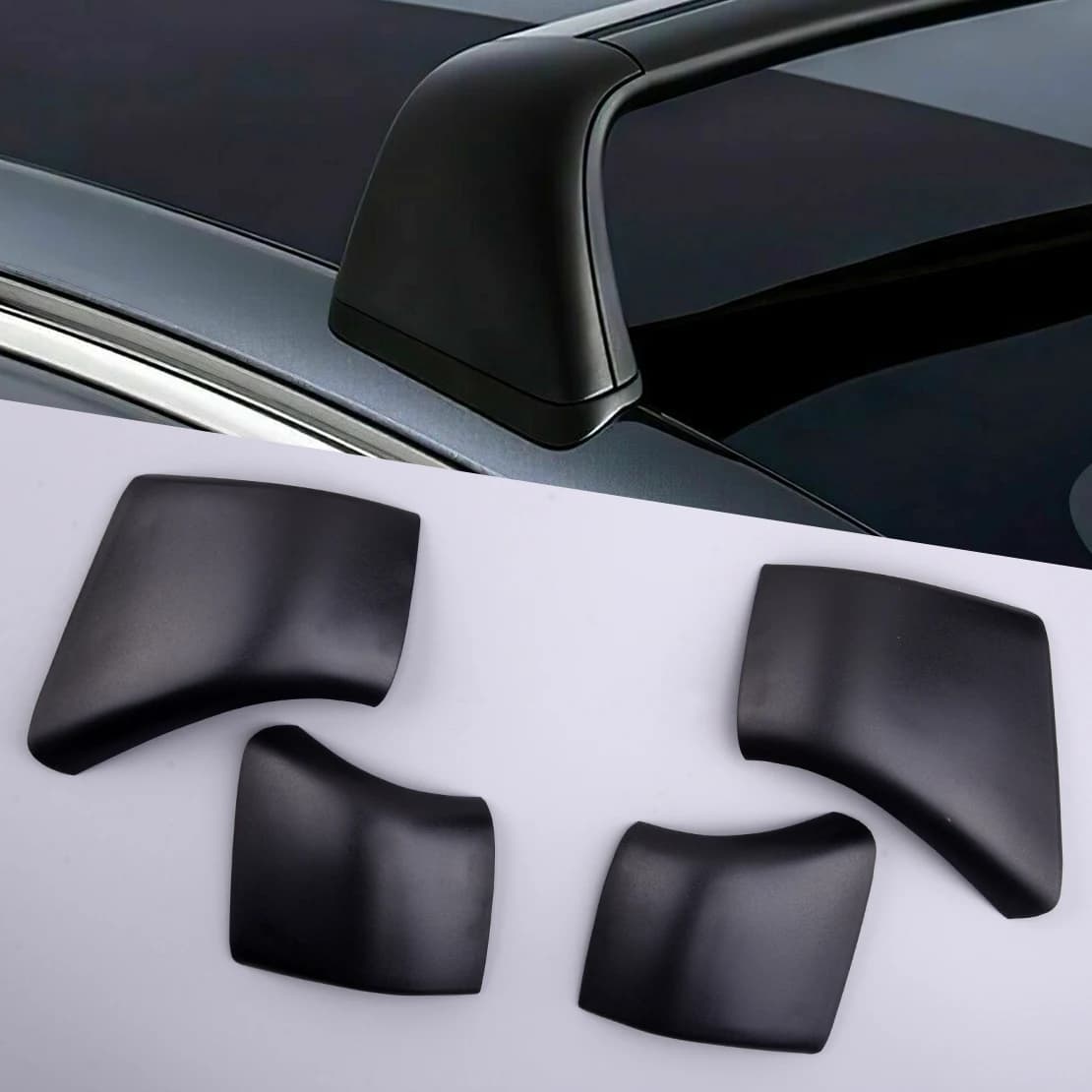 Couvercle de galerie de toit de voiture, 4 pièces, coque d'extrémité de Rail en plastique noir adapté pour Tesla modèle 3 2017 2018 2019 2020