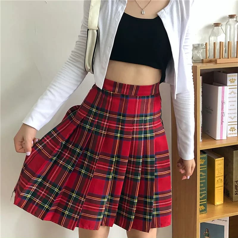 Jupe plissée taille haute, Style Punk gothique, grande taille, rouge gothique, Harajuku Y2k, vêtements de Style coréen