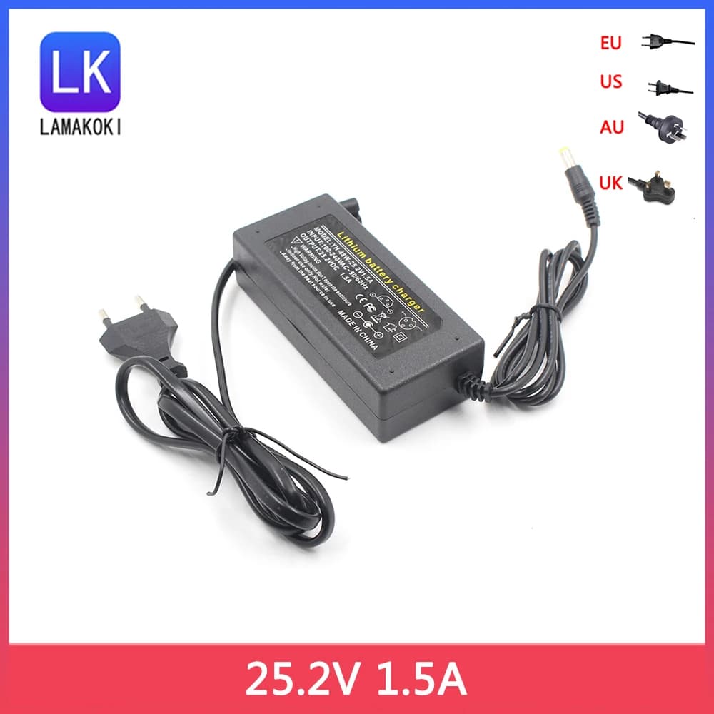 Chargeur de batterie au lithium série 6, 25.2V, 1,5 a, 24 V, avec connecteur, pour véhicule électrique