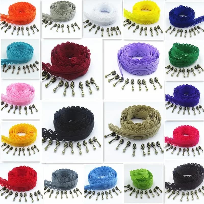 Fermeture à glissière en dentelle de nylon, extracteur de fermeture éclair à six trous, utilisé pour la couture et les accessoires vestisensde jupe, document #20, 1m, 2, 3