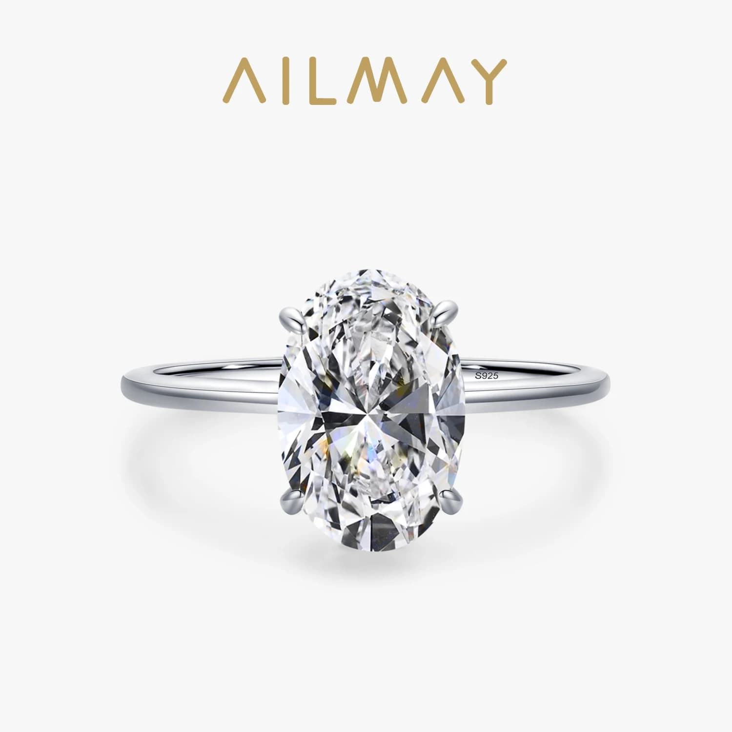 Ailmay – bague de mariage 3CT en argent Sterling 925, bagues de fiançailles ovales en zircone transparente pour femmes, bijoux fins, cadeau de saint-valentin