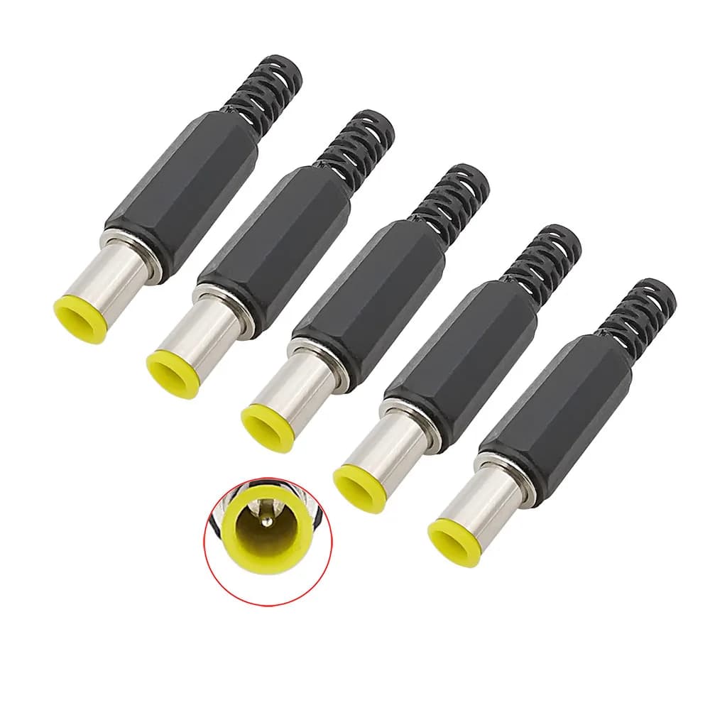 Connecteur mâle d'alimentation cc 6.5x4.4mm avec pointe 1.3mm, assemblage de soudage 4.4x6.5mm, connecteur cc, pièces de bricolage, adaptateur Jack, tête jaune