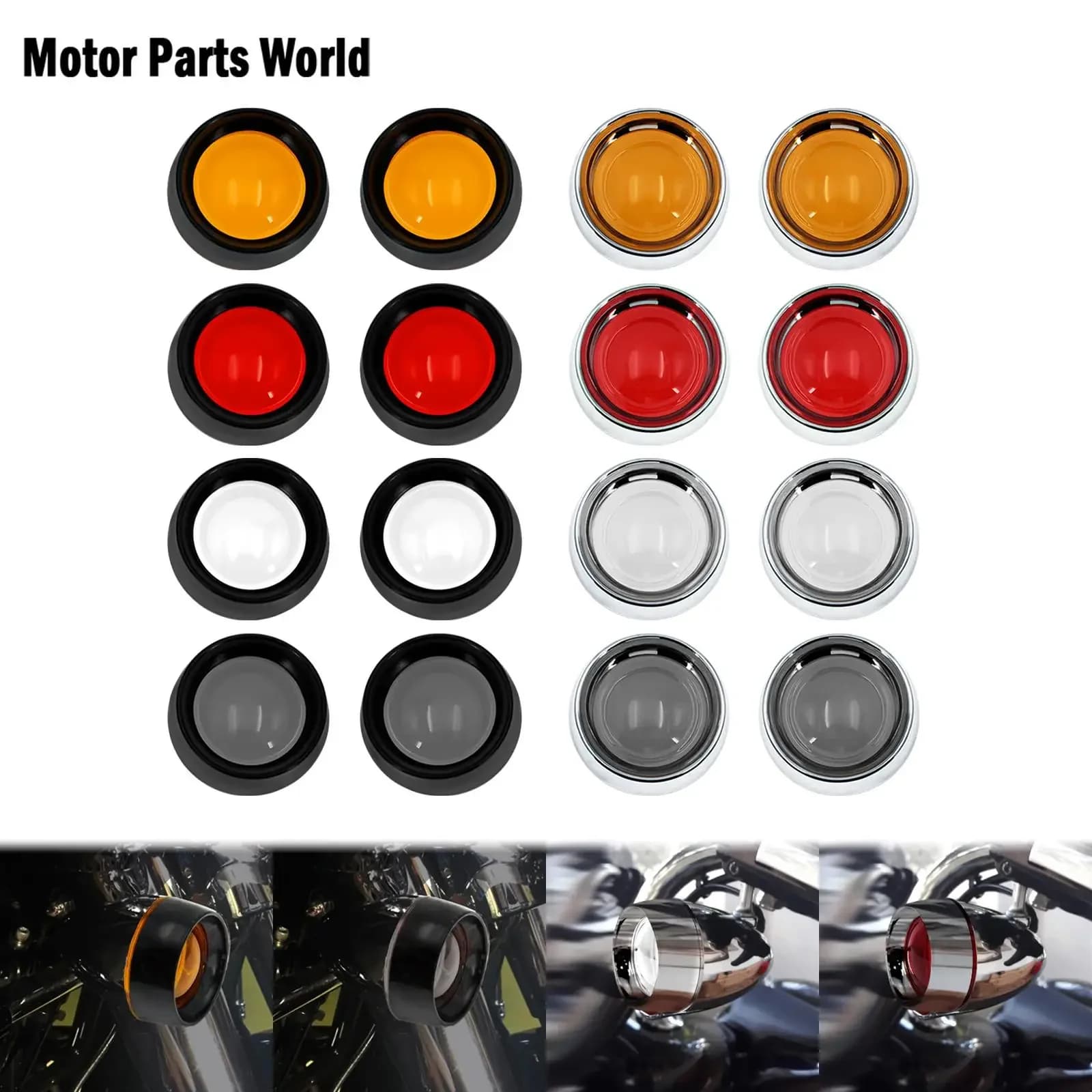 Lentille de Clignotant de Moto Noire/Chromée, Anneau de Garniture Visière pour Harley Touring Street, Fetal de FLHR ocia Sportster XL883 1200 Softail