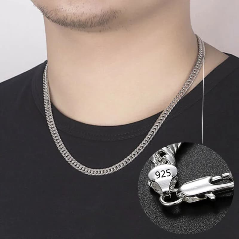 Collier en argent Sterling 925 pour hommes, marque de mode, personnalité classique, chaîne de 6MM, 24 pouces, cadeaux de noël, bijoux fins de fête