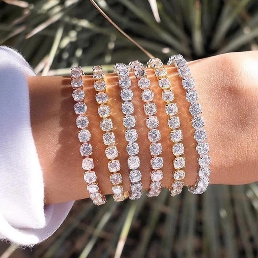 Bracelet de Tennis éblouissant en Zircon brillant pour homme et femme, chaîne en cristal, 4mm, vente en gros, bijoux