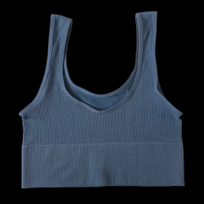 Haut court sans coutures pour femmes, bralette côtelée, soutien-gorge à col rond, débardeur tendance, camisole streetwear