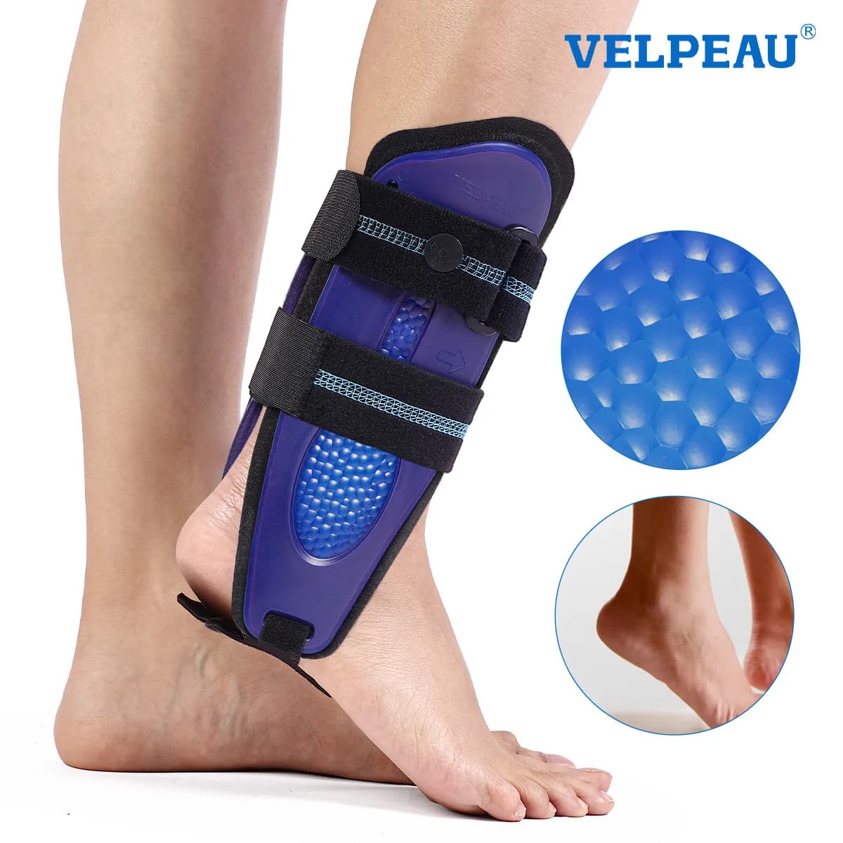 Attelle de cheville VELPEAU pour entorses, tendinites, lésions ligamentaires, stabilisateur de cheville réglable, convient aux pieds gauche et droit