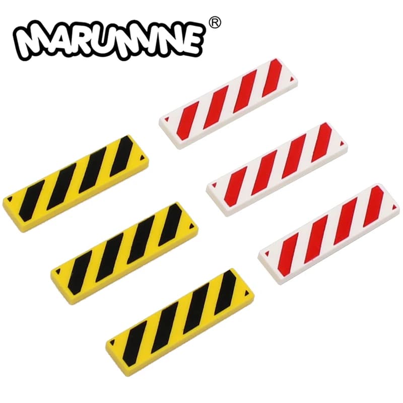 Marumine – carreaux noirs à rayures, 24311x4 avec impression MOC, pièces et accessoires de Construction