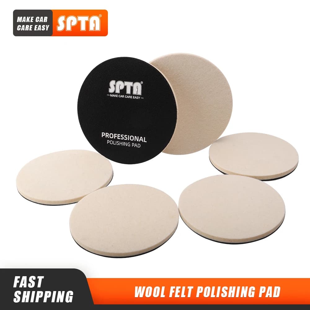 SPTA 1PC 1/2/3/4/5/6/7 pouces tampon de polissage de verre en feutre de laine pour polisseuse RO/DA/GA coupe rapide polissage brillant