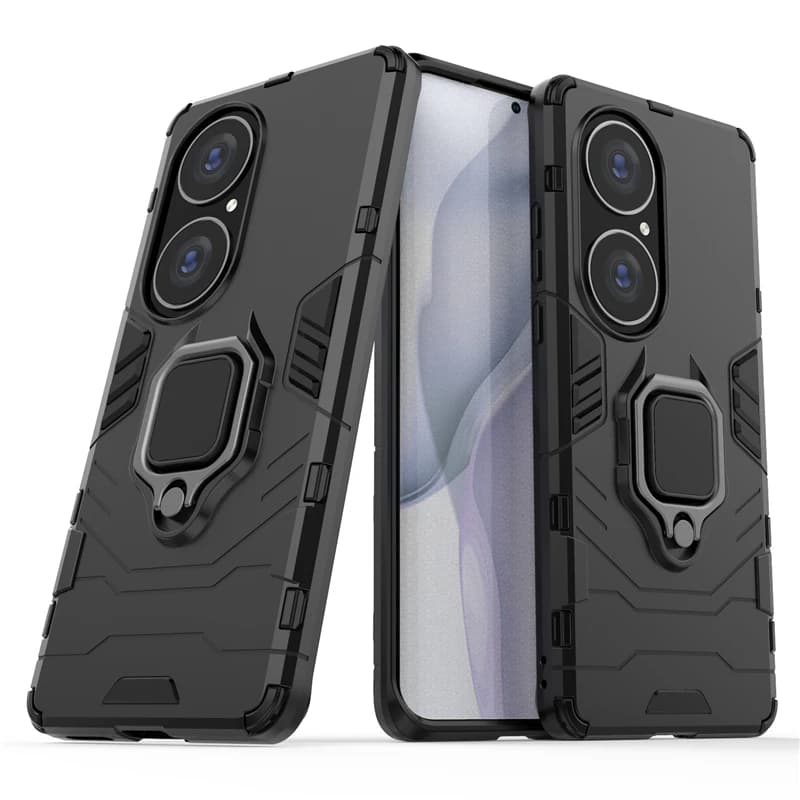 Juste de protection pour Huawei P50 Pro, coque d'armure Funda, anneau de doigt, support de déclinaison, étui de téléphone dur