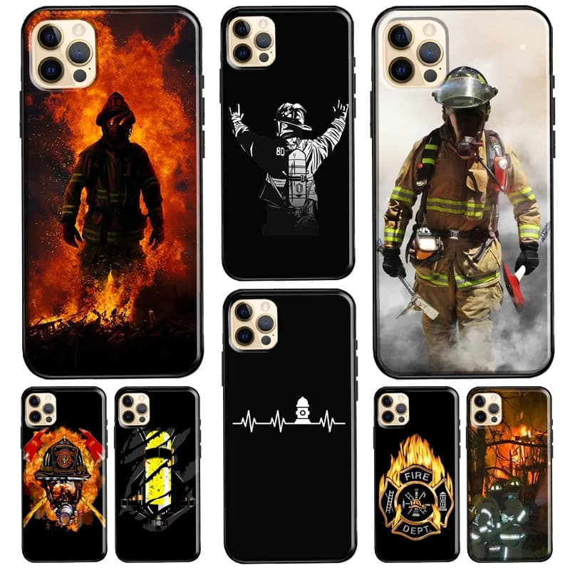 Coque de téléphone pompier pour iPhone, Mini coque arrière, 13, 11, 14, 12 Pro Max, 7, 8 Plus, X Poly, XS Max, SE 2020