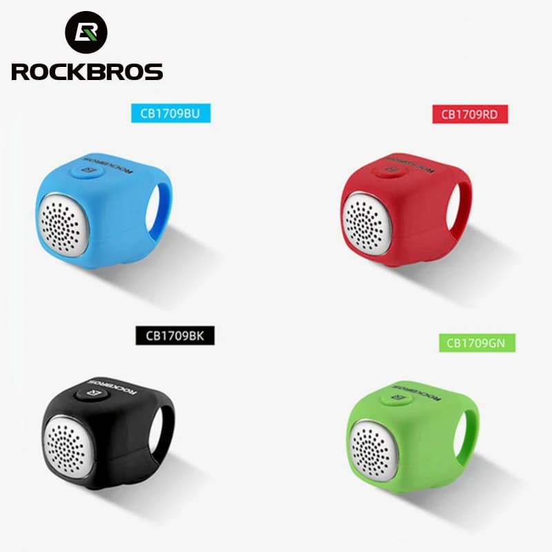 ROCKBROS-Sonnette électrique pour guidon de vélo, klaxon étanche à la pluie, coque en gel de pton, 90 dB, accessoires VTT