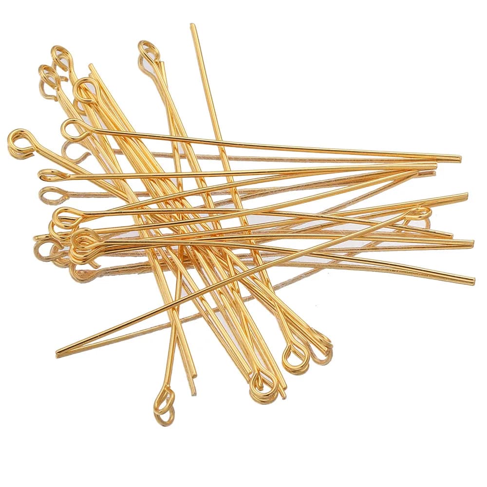 100 pc/lot 15 20 30 40 50mm acier inoxydable plaqué or argent tête d'oeil broches aiguilles pour bijoux à bricoler soi-même trouver des fournitures en vrac