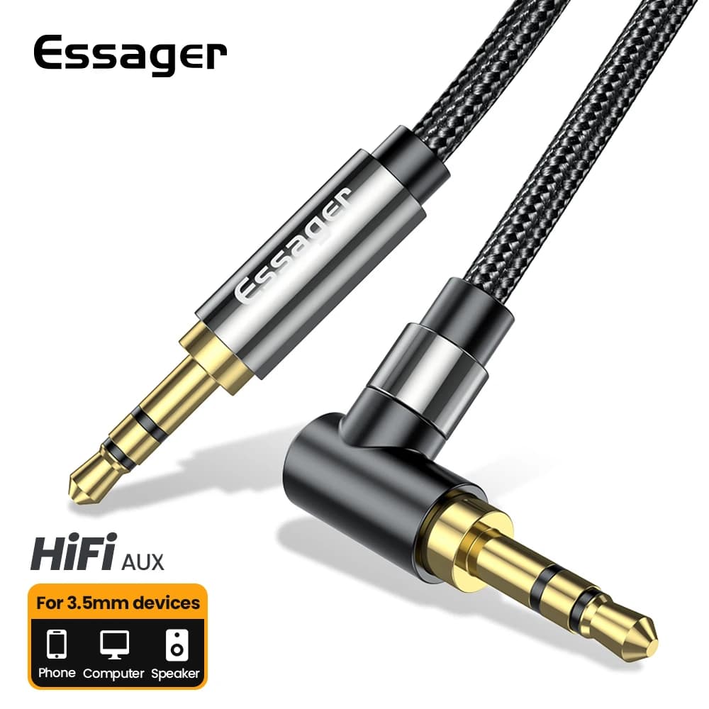 Essager – câble d'extension Aux, Jack 3.5mm mâle à mâle, adaptateur Audio, ligne de fil de haut-parleur 3.5mm pour Samsung Xiaomi, casque d'ordinateur portable