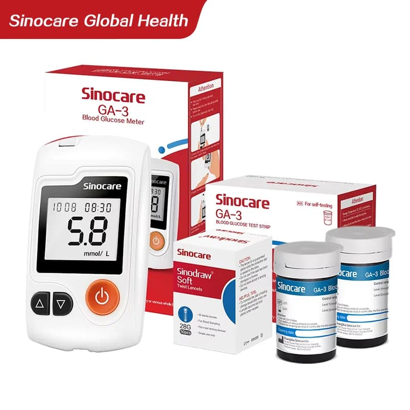Sannuo 50/100/150/300/400 pièces Sinocare GA-3 bandelettes de Test en bouteille de glycémie et lancettes pour le diabète uniquement GA-3
