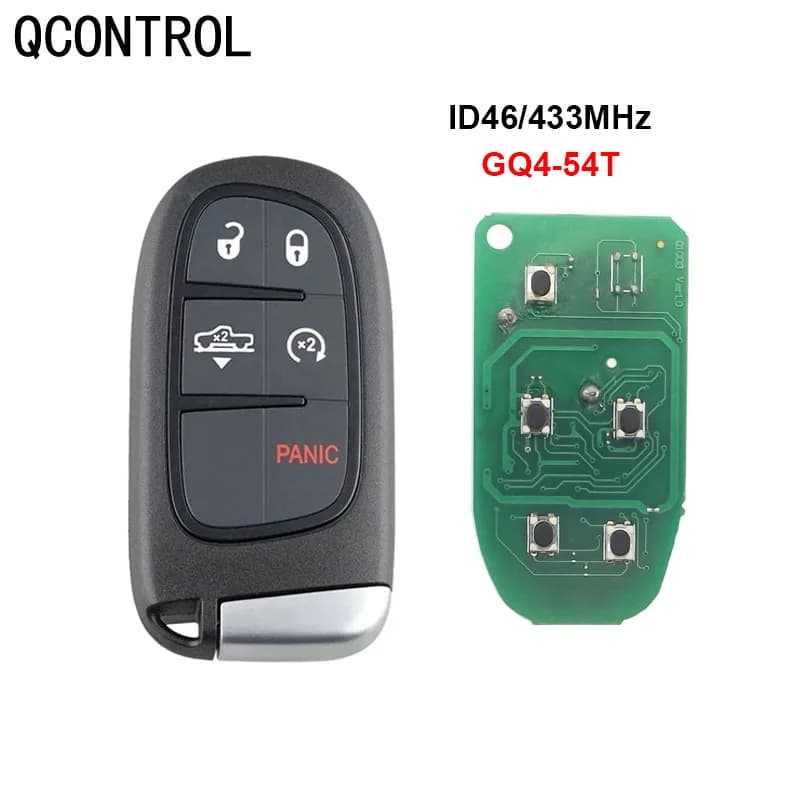 QCONTROL – clé télécommande intelligente KeylessGo 433Mhz hitag-aes 4A, puce 5 BTN, pour Jeep Cherokee, Durango, Chrysler GQ4-54T