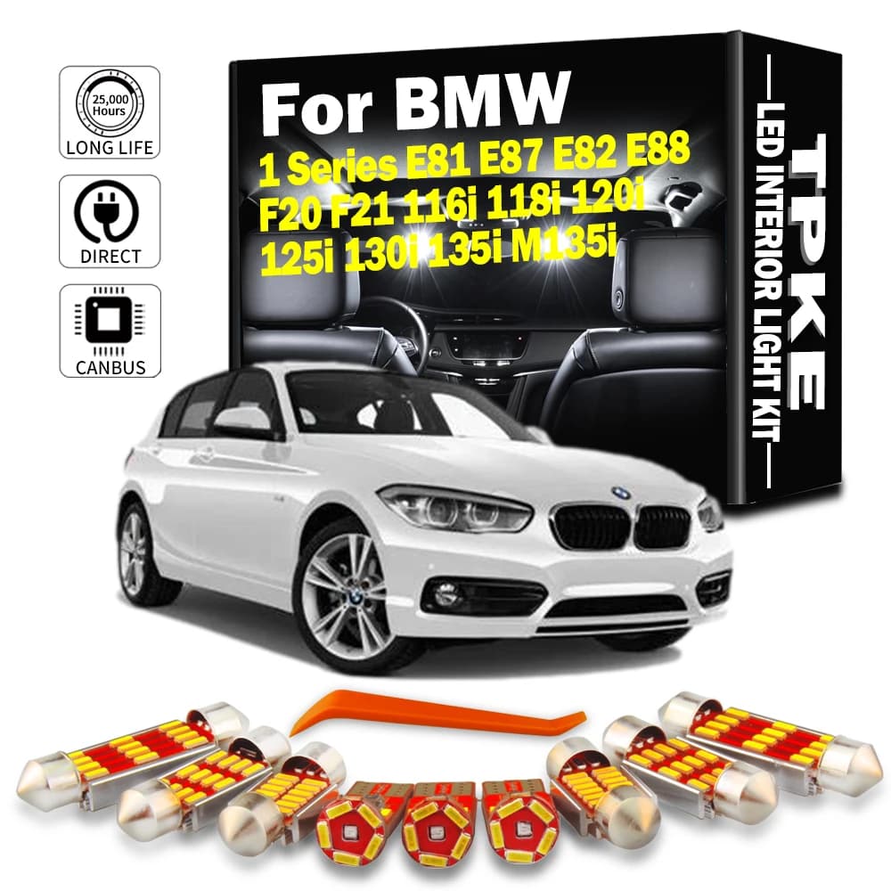 TPKE-Kit d'éclairage intérieur de voiture à LED Canbus, BMW Série 1, E81, E87, E82, E88, F20, F21, 116i, 118i, 120i, 125i, 130i, 135i, M135i, 2003-2014