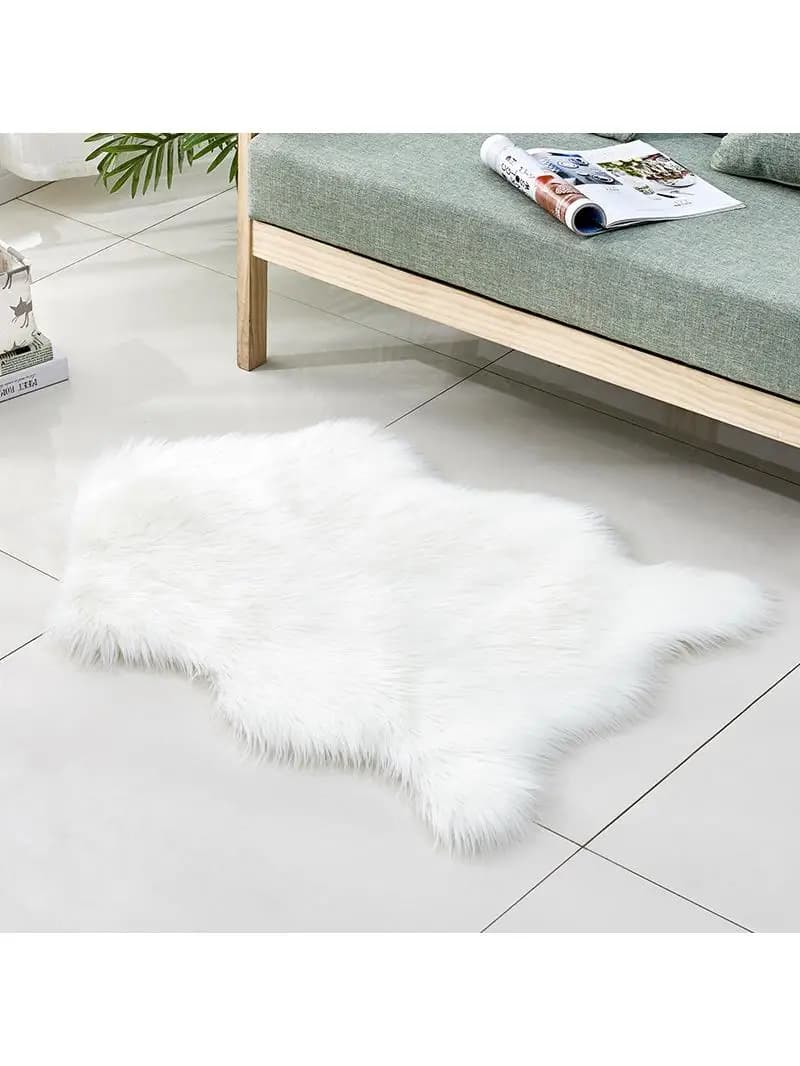 Tapis en fausse fourrure blanche douce, couverture de canapé, de siège, de chambre à coucher pour enfants, en peluche longue et soyeuse