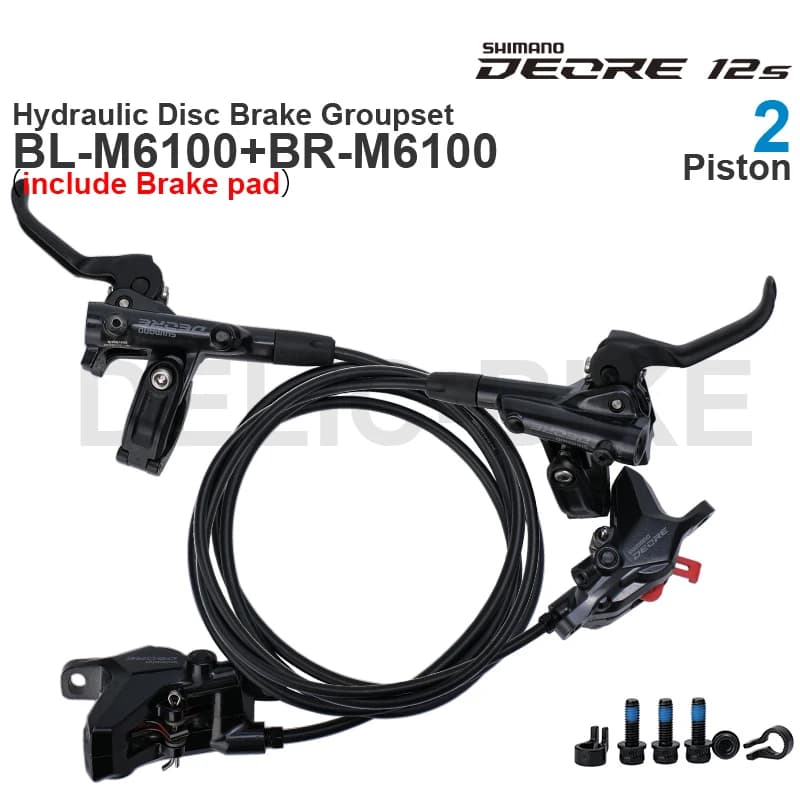 Groupe de frein à disque hydraulique SHIMANO DEORE M6100 avec levier de frein M6100 et étrier de frein BR-M6100 assemblés par JK